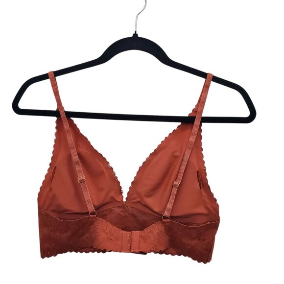 Danskin Dark Orange Lace Edge Wireless Longline Triangle Plunge Bralette Size XL - Picture 6 of 6